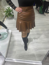 Taba  Valonlu Deri Mini Etek 