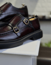 Erkek Siyah Bordo Tokalı Casual Ayakkabı