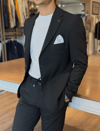 Erkek Slim Fit Çizgili Spor Takım Elbise