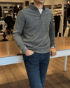 Erkek Slim Fit Haki Renk Kadife Sweatshirt