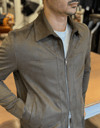 Erkek Slim Fit Haki Renk Nubuk Mont