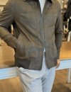 Erkek Slim Fit Haki Renk Nubuk Mont