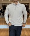 Erkek Slim Fit Krem Kadife Sweatshirt