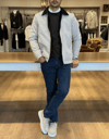 Erkek Slim Fit Krem Renk Dolgulu Mont