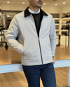 Erkek Slim Fit Krem Renk Dolgulu Mont