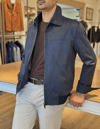 Erkek Slim Fit Lacivert Nubuk Mont
