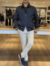 Erkek Slim Fit Lacivert Nubuk Mont