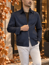 Erkek Slim Fit Lacivert Nubuk Mont