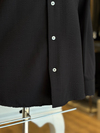 Erkek Slim Fit Siyah Renk Gofre Gömlek