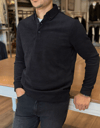 Erkek Slim Fit Siyah Renk Kadife Sweatshirt