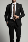 Erkek Slim Fit Siyah Renk Takım Elbise