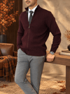 Erkek Slim Fit Vişne Renk Triko Hırka