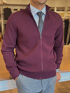 Erkek Slim Fit Vişne Renk Triko Hırka