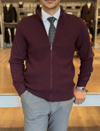 Erkek Slim Fit Vişne Renk Triko Hırka