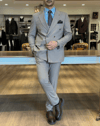 Erkek Slim Fit Vizon Renk Kruvaze Takım Elbise