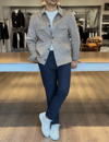 Erkek Slim Fit Vizon Renk Nubuk Ceket