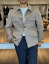 Erkek Slim Fit Vizon Renk Nubuk Ceket