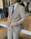 Erkek Slim Fit Vizon Renk Takım Elbise