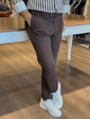Erkek Slim Ft Kahverengi Kumaş Pantolon