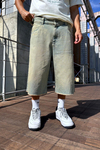 Acid Wash Baskılı Jean Kapri Şort S260