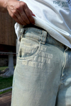 Acid Wash Baskılı Jean Kapri Şort S260