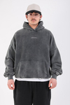 Acid Wash Bavarian Car Baskılı Oversize Hoodie