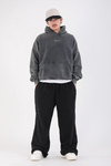 Acid Wash Bavarian Car Baskılı Oversize Hoodie