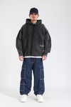 Acid Wash Change Ur Mind Nakışlı Oversize Hoodie SW1402