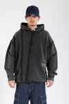 Acid Wash Change Ur Mind Nakışlı Oversize Hoodie SW1402