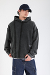 Acid Wash Change Ur Mind Nakışlı Oversize Hoodie SW1402