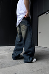 Acid Wash Dikiş Detay Baggy Jean Pantolon P877