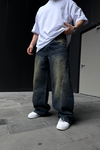 Acid Wash Dikiş Detay Baggy Jean Pantolon P877