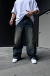 Acid Wash Dikiş Detay Baggy Jean Pantolon P877