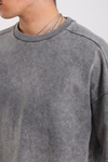 Acid Wash Dikiş Detay Füme Oversize Tshirt