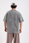 Acid Wash Dikiş Detay Füme Oversize Tshirt