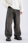 Acid Wash Dikiş Detay Kahve Baggy Jean Pantolon P1110