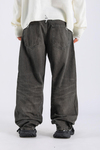 Acid Wash Dikiş Detay Kahve Baggy Jean Pantolon P1110