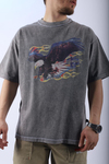 Acid Wash Eagle Baskılı Oversize Tshirt T970