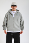Acid Wash Gri Rise Regular Fit Zipper Hoodie SW1392