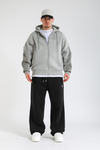 Acid Wash Gri Rise Regular Fit Zipper Hoodie SW1392