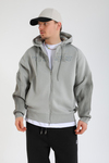 Acid Wash Gri Rise Regular Fit Zipper Hoodie SW1392