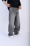 Acid Wash Grii Baggy Jean Pantolon P914
