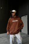 Acid Wash History Baskılı Kahve Oversize Hoodie SW1111