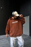 Acid Wash History Baskılı Kahve Oversize Hoodie SW1111