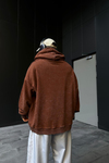 Acid Wash History Baskılı Kahve Oversize Hoodie SW1111