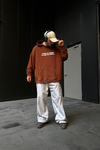 Acid Wash History Baskılı Kahve Oversize Hoodie SW1111