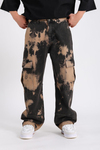 Acid Wash Kahve Cepli Baggy Jean  P1013