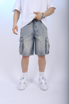 Acid Wash Kargo Cepli Şort S248