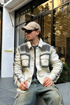 Acid Wash Krem Jean Ceket C217