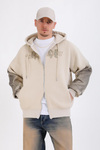 Acid Wash Krem Rise Oversize Zipper Hoodie SW1351